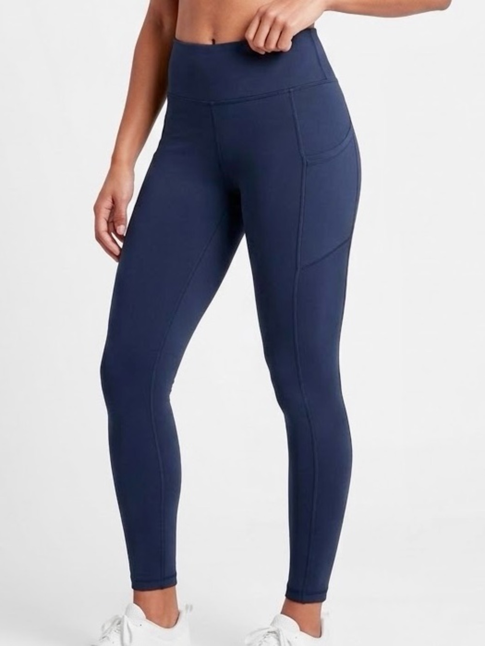 RAE MODE Buttery Soft Leggings Athleisurewear Yoga Pants Side Pockets Navy Blue